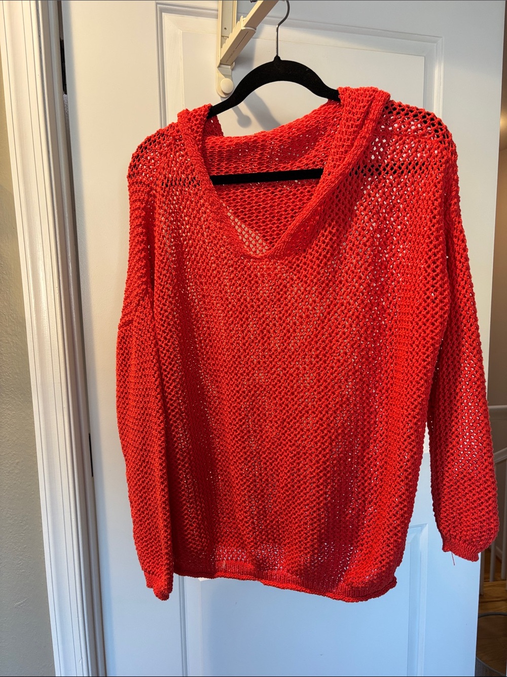 Lightweight Open-Knit Red/irange Women's Sweater